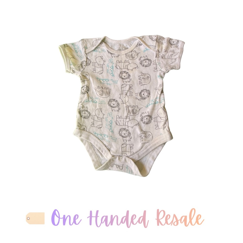 🐊 Rene Rofe baby White Bodysuit Onesie Zoo Animal Lion Rhino Elephant L 6-9M